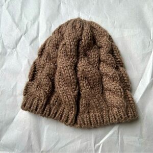 Brown Knit Beanie Hat